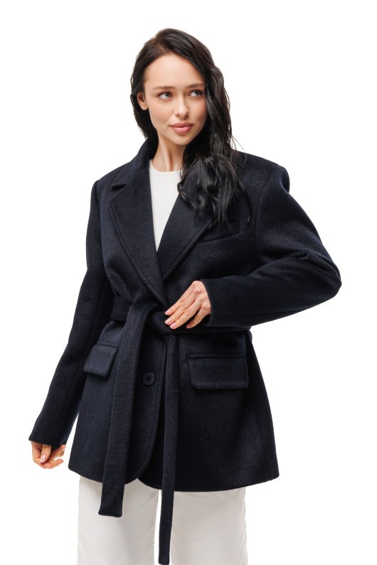Ворсисте пальто-піджак «Лав» темно-синє