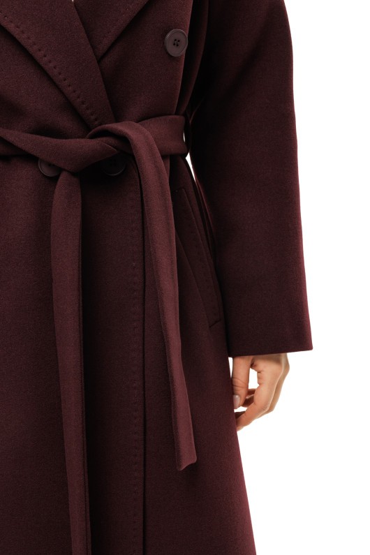 Довге елегантне пальто зі шліцею «Річі» бургунді