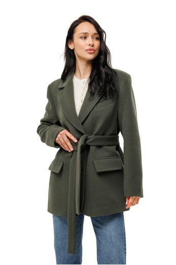 Пальто-піджак із кашеміру «Лав» оливковий