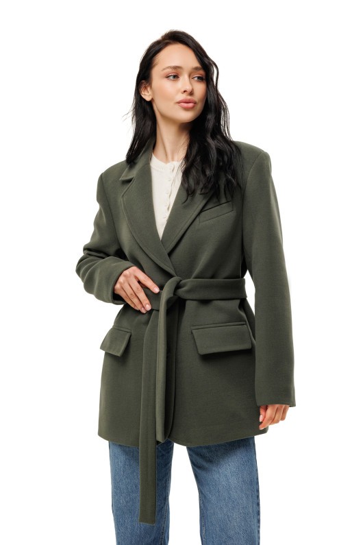 Пальто-піджак із кашеміру «Лав» оливковий