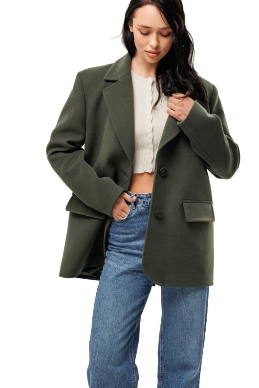 Пальто-піджак із кашеміру «Лав» оливковий