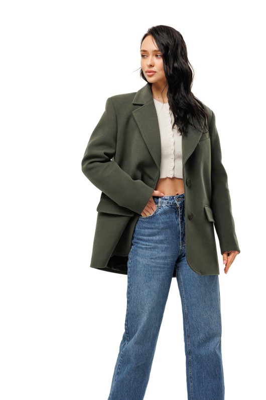 Пальто-піджак із кашеміру «Лав» оливковий