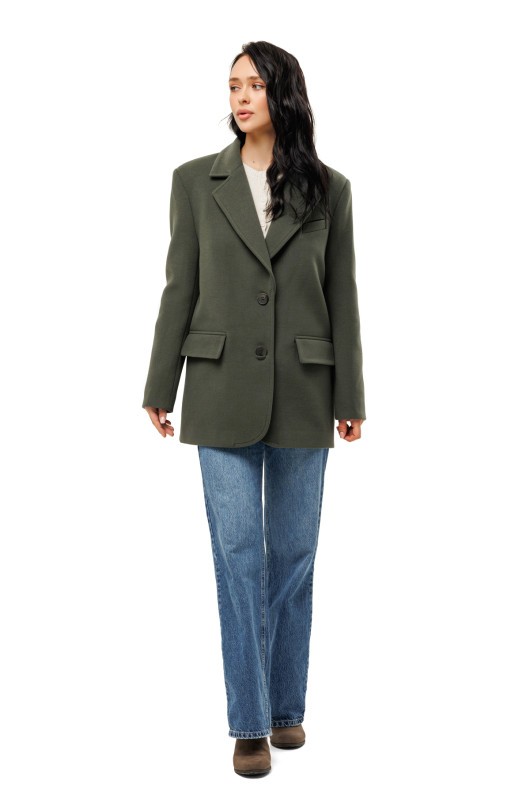 Пальто-піджак із кашеміру «Лав» оливковий