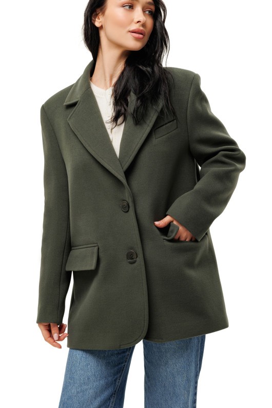 Пальто-піджак із кашеміру «Лав» оливковий