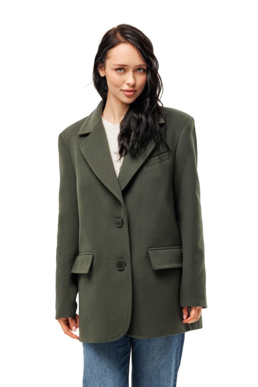 Пальто-піджак із кашеміру «Лав» оливковий