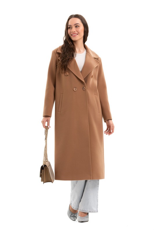 Довге елегантне пальто зі шліцею «Річі» кемел