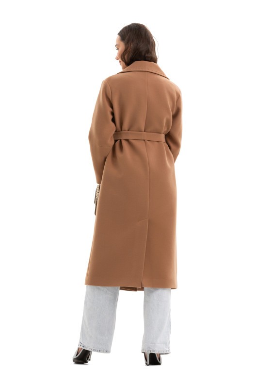 Довге елегантне пальто зі шліцею «Річі» кемел