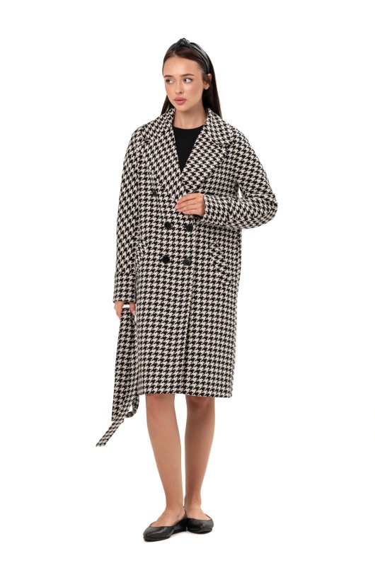 Пальто Келі лапка чорно-білий