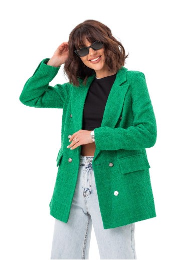 Стильний двобортний піджак «Ора» зелений