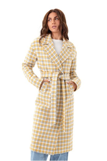 Пальто Еффі жовто-сіре