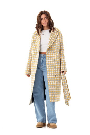 Пальто Еффі жовто-сіре