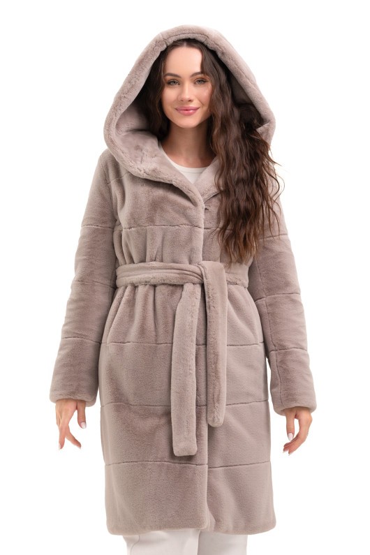 Шуба Опра бежевий утеплене