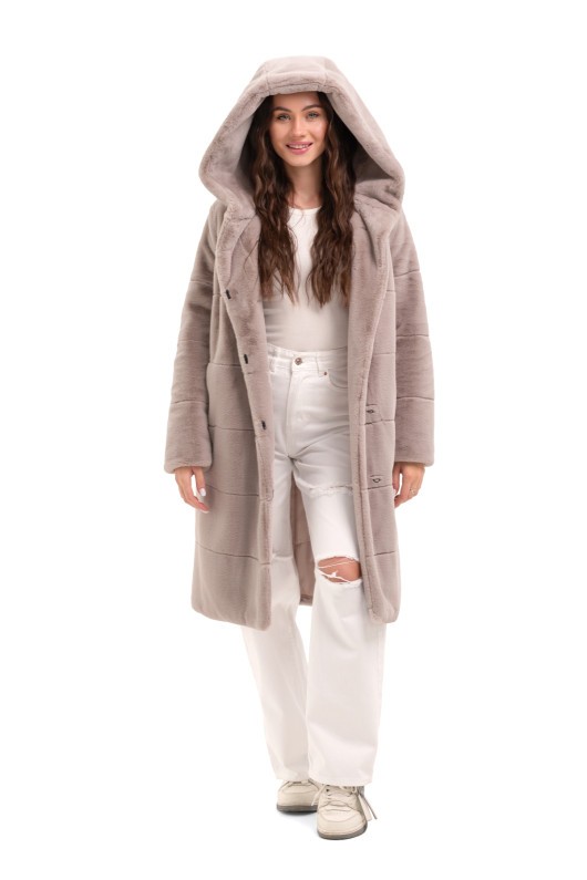 Шуба Опра бежевий утеплене