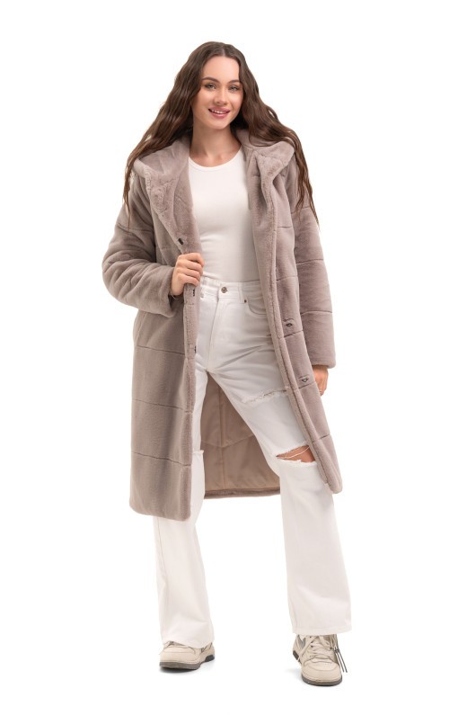 Шуба Опра бежевий утеплене