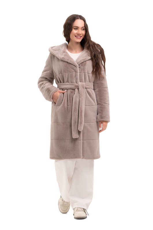 Шуба Опра бежевий утеплене