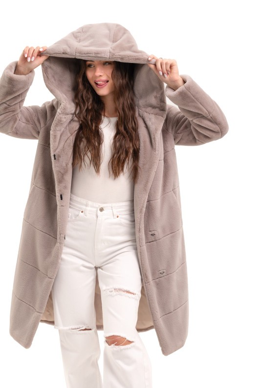 Шуба Опра бежевий утеплене