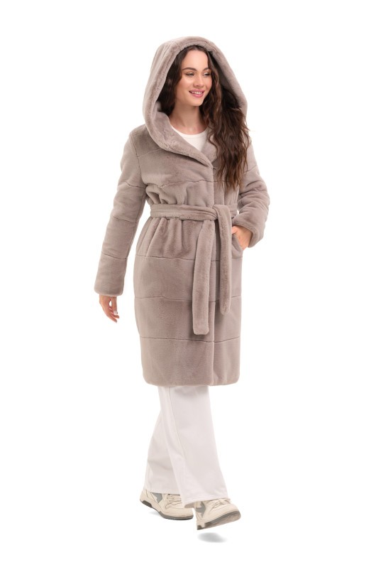 Шуба Опра бежевий утеплене