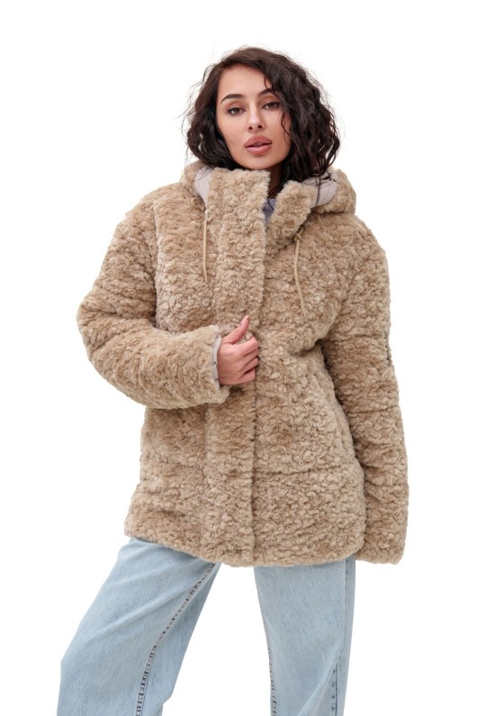 Подовжений пуховик «Скай» капучино утеплене