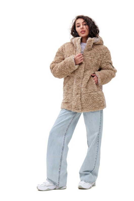 Подовжений пуховик «Скай» капучино утеплене