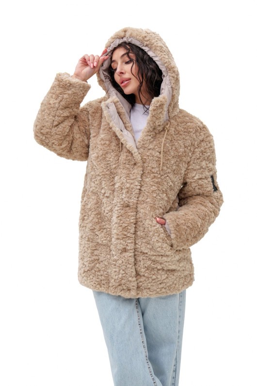Подовжений пуховик «Скай» капучино утеплене