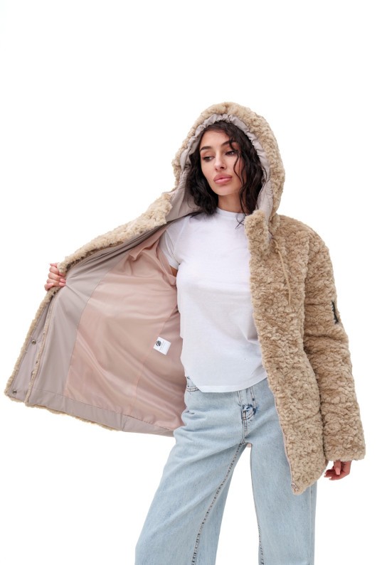 Подовжений пуховик «Скай» капучино утеплене
