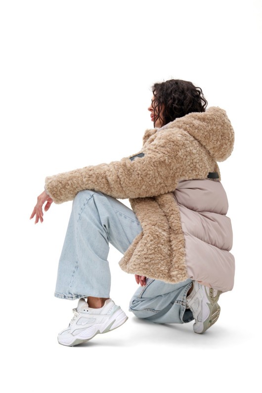 Подовжений пуховик «Скай» капучино утеплене