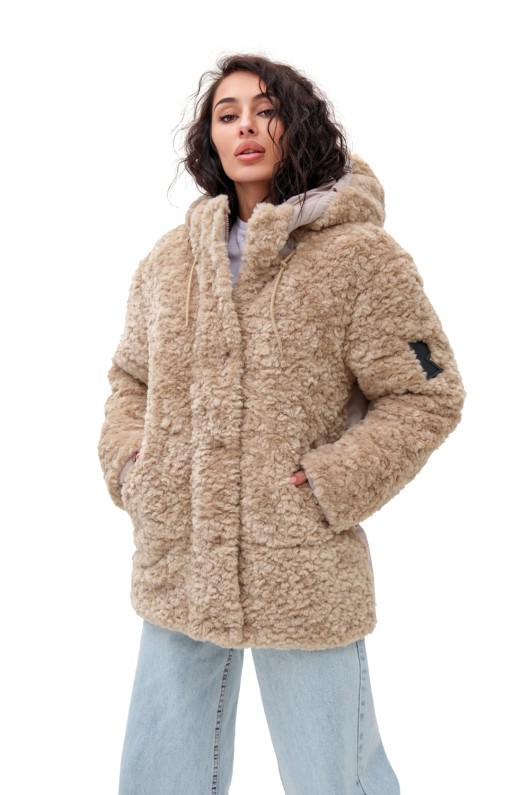 Подовжений пуховик «Скай» капучино утеплене
