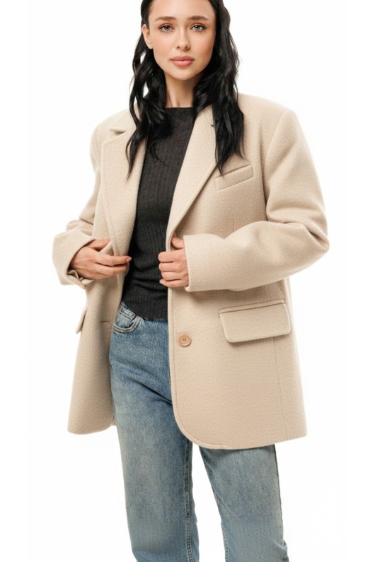 Ворсисте пальто-піджак «Лав» молоко