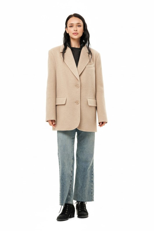 Ворсисте пальто-піджак «Лав» молоко