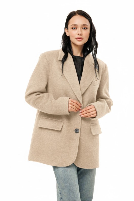 Ворсисте пальто-піджак «Лав» молоко