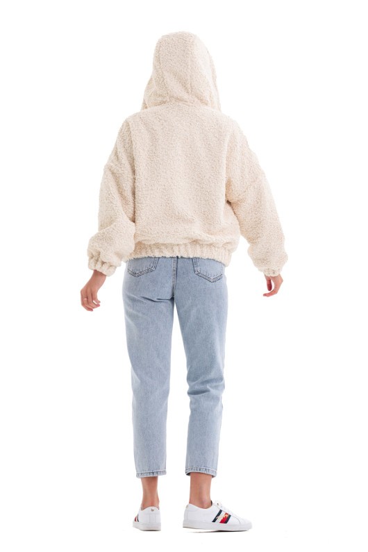 Теплий бомбер з капюшоном «Корі»  бежевий