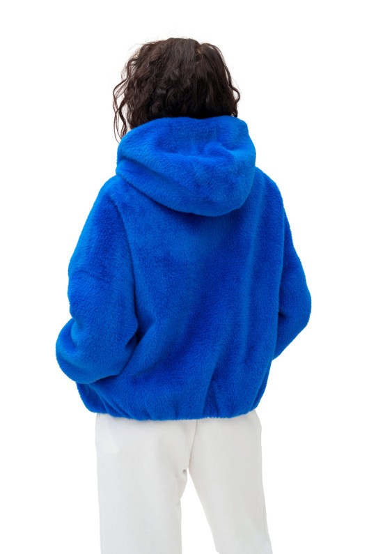 Коротка шубка з капюшоном «Люксі» синя утеплене