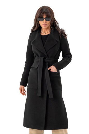 Кашемірове пальто з розрізами «Рірі» чорне