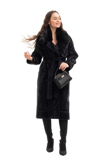 Ексклюзивна шуба з літерами «Мару» чорний-літери чорні утеплене