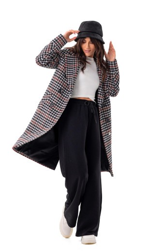 Пальто Келлі лапка червоно-чорний утеплене