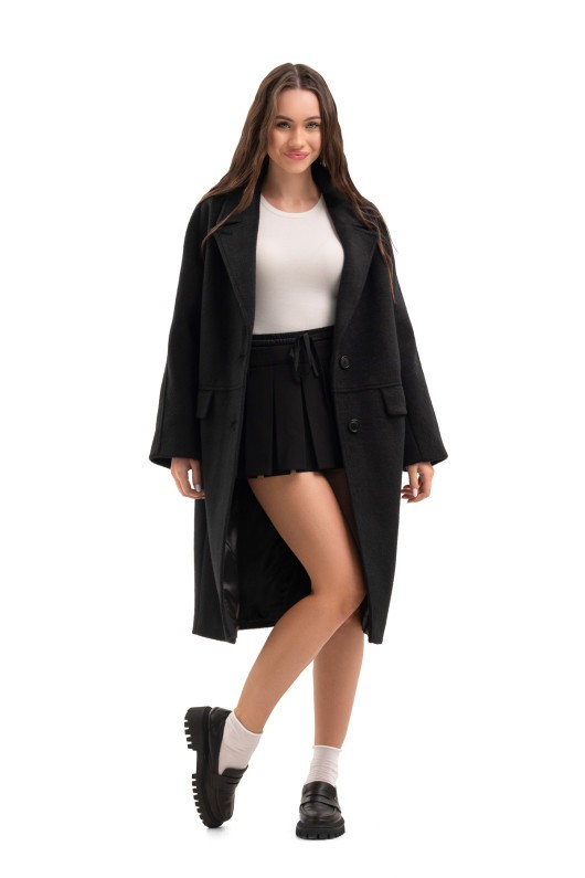 Утеплене оверсайз пальто «Олівер» чорний утеплене