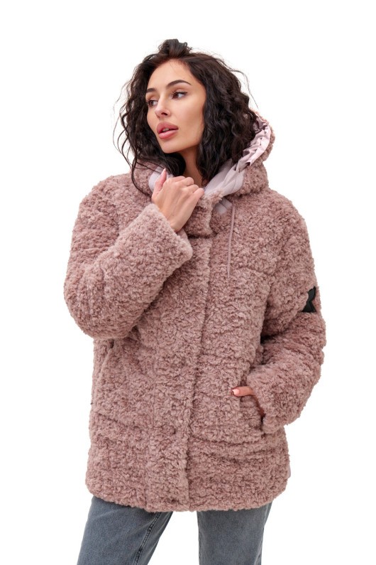 Подовжений пуховик «Скай» пудровий утеплене