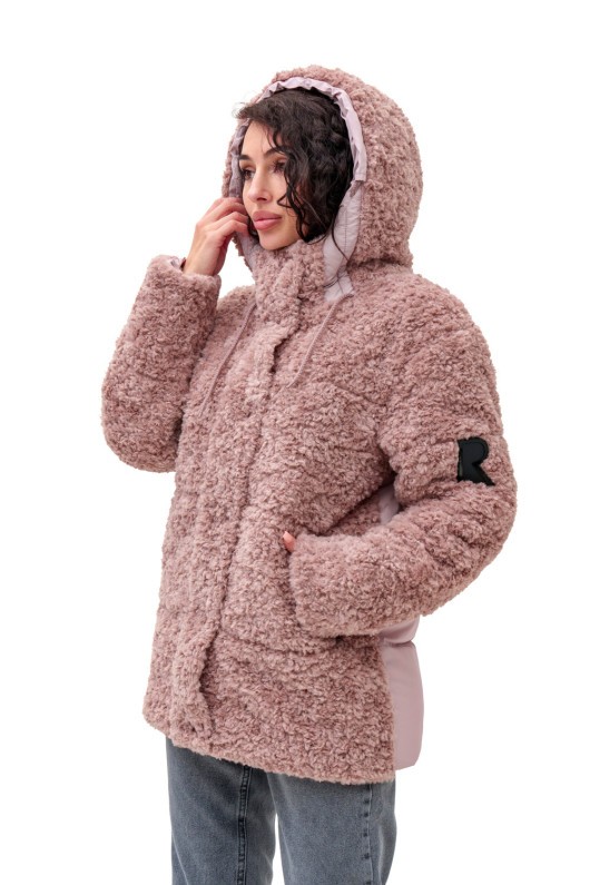 Подовжений пуховик «Скай» пудровий утеплене