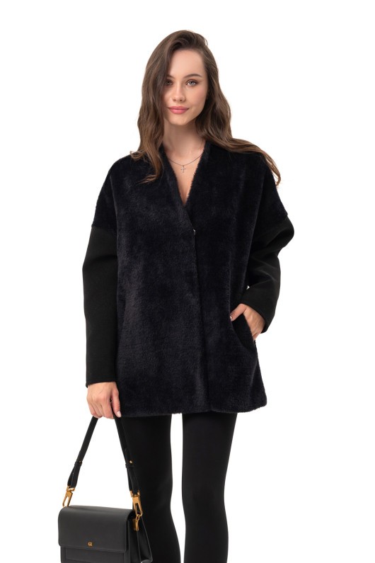 Коротке пальто з поясом «Ріна» чорне