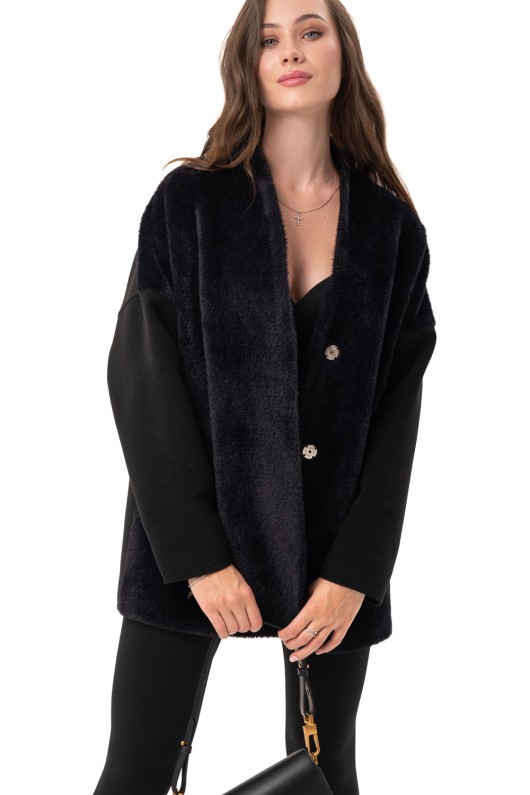 Коротке пальто з поясом «Ріна» чорне