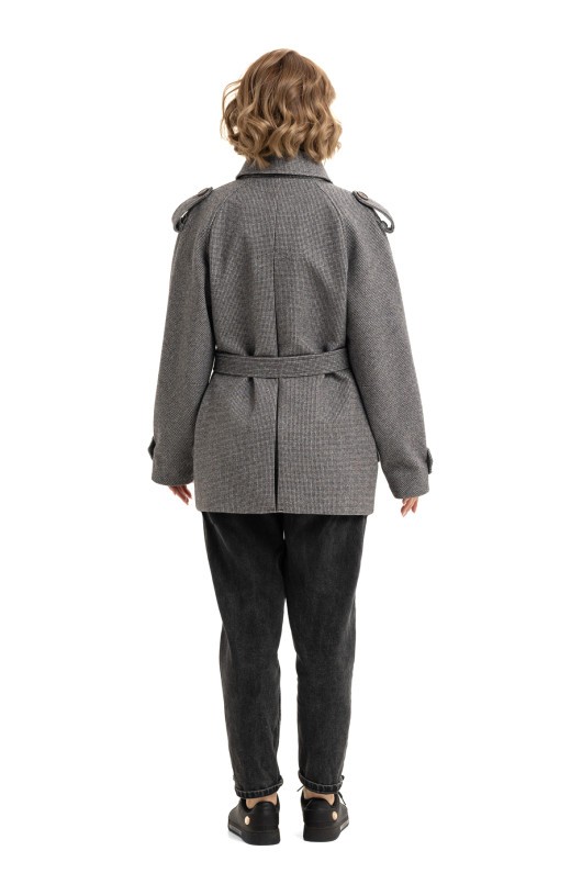 Двобортне пальто з погонами «Ліна» чорно-біле