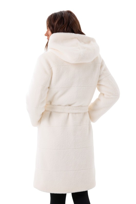 Вишукана шуба з капюшоном  «Іві» біла утеплене