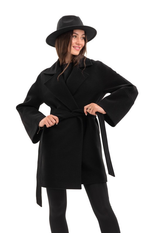 Коротке пальто на запах «Ема» чорний