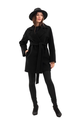 Коротке пальто на запах «Ема» чорний
