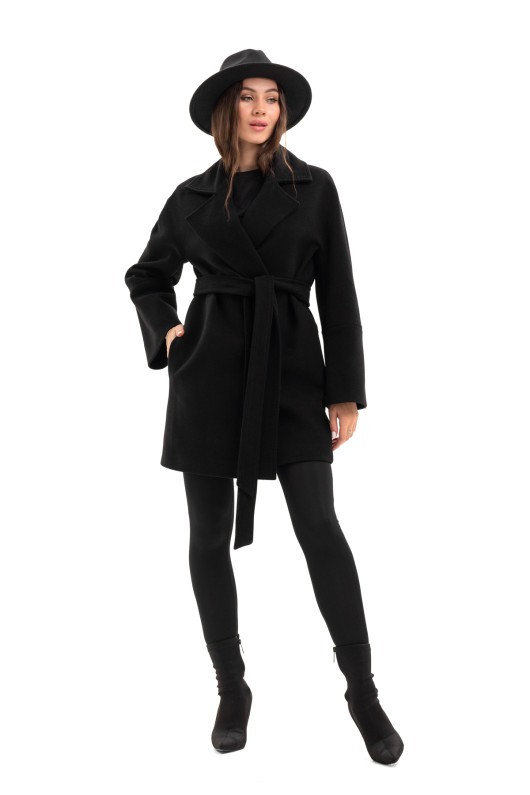 Коротке пальто на запах «Ема» чорний