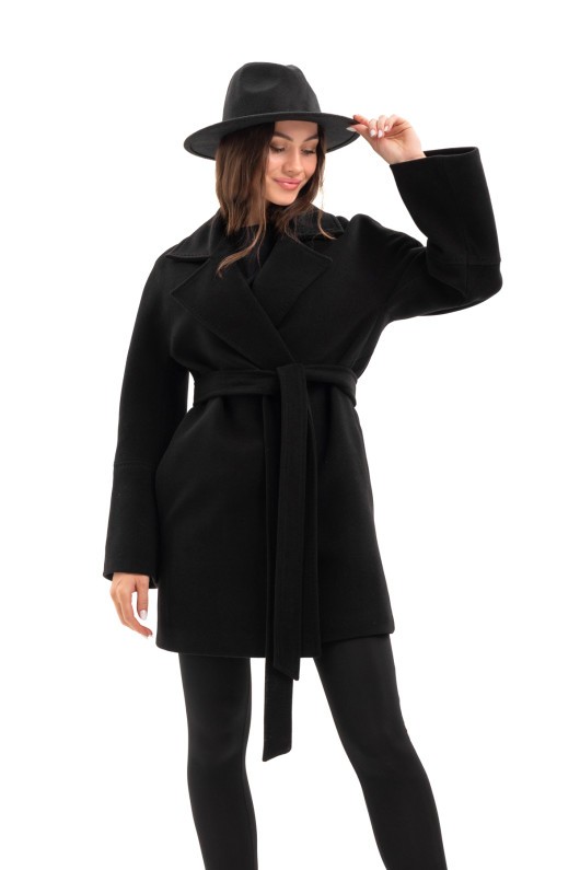 Коротке пальто на запах «Ема» чорний