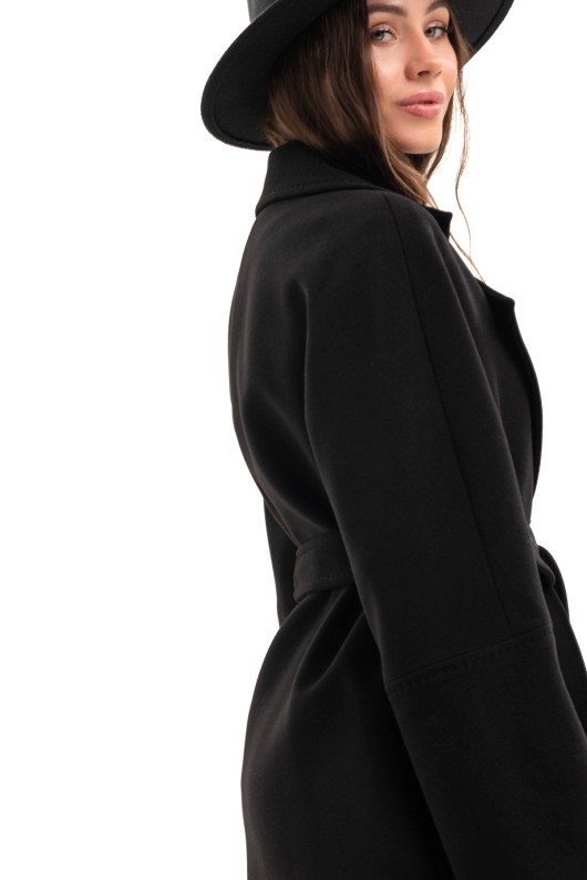 Коротке пальто на запах «Ема» чорний