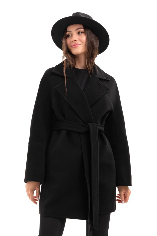 Коротке пальто на запах «Ема» чорний