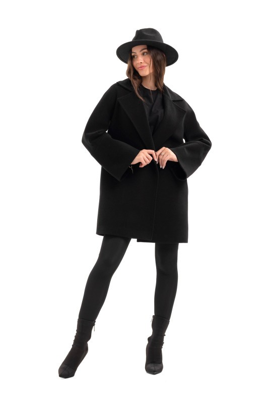 Коротке пальто на запах «Ема» чорний