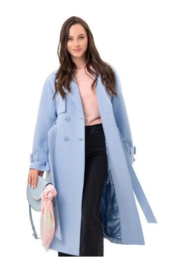 Двобортне пальто-міді «Рамі» блакитне